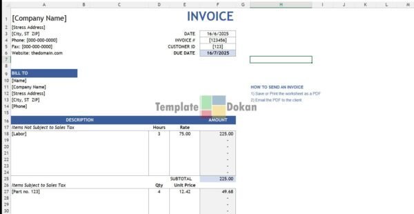 Services Invoices With Hourly Rate